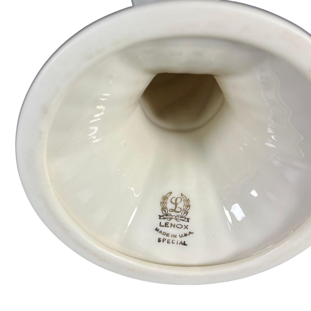 Vintage Lenox Ivory Fine Bone China Candlestick Spiral Swirl Stem Platinum Trim - Picture 4 of 6